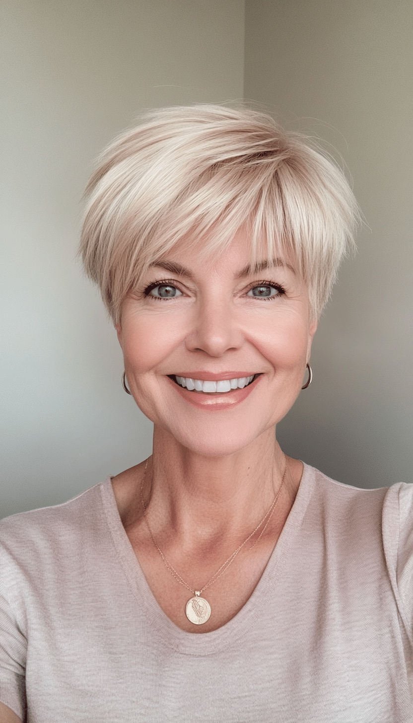 17. Beige Blonde Pixie Cut (Short Haircuts For Women Over 60 With Fine Hair) - Short Haircuts For Women Over 60 With Fine Hair