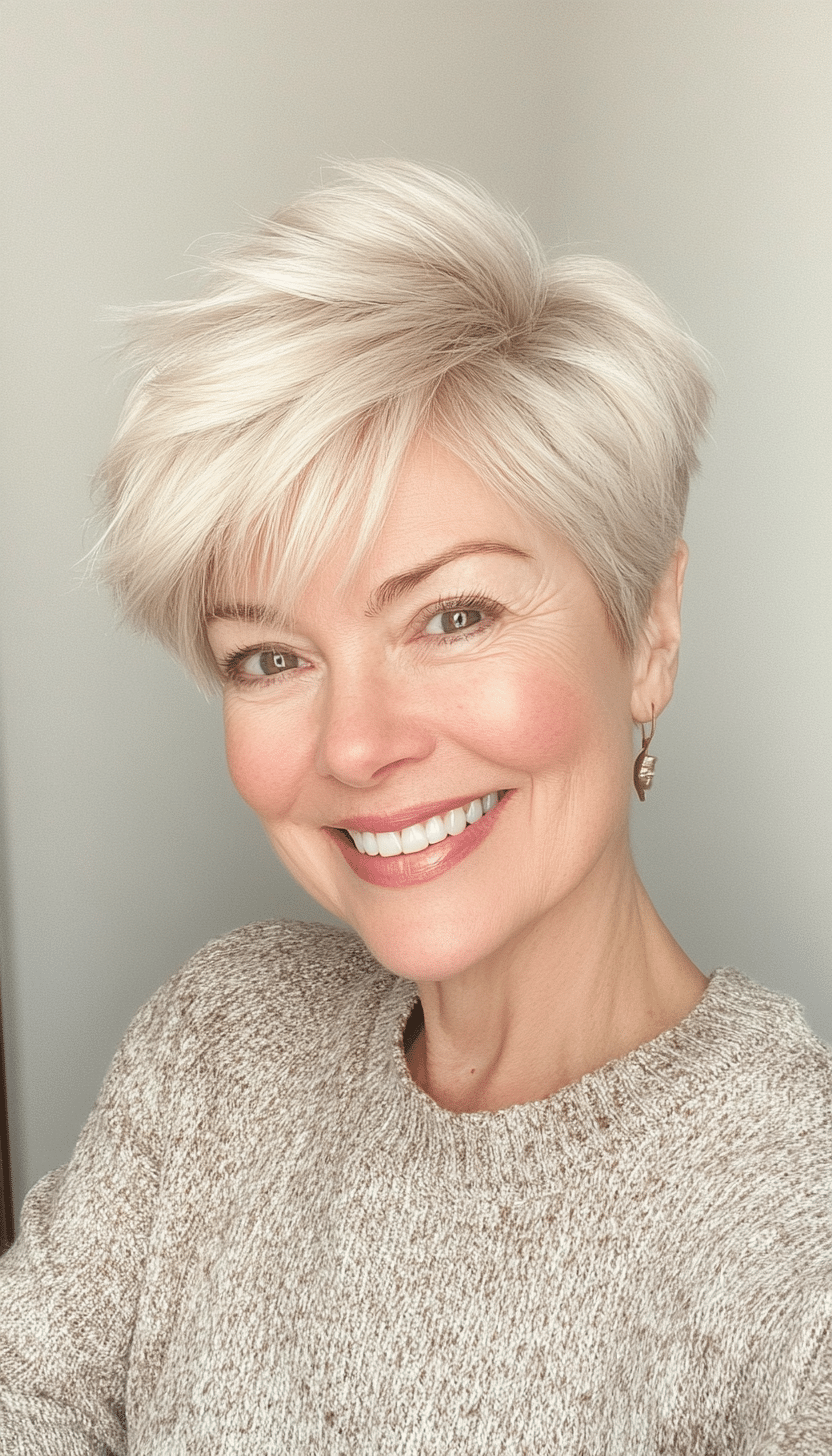 20. Creamy Blonde Layered Pixie (Short Haircuts For Women Over 60 With Fine Hair) - Short Haircuts For Women Over 60 With Fine Hair
