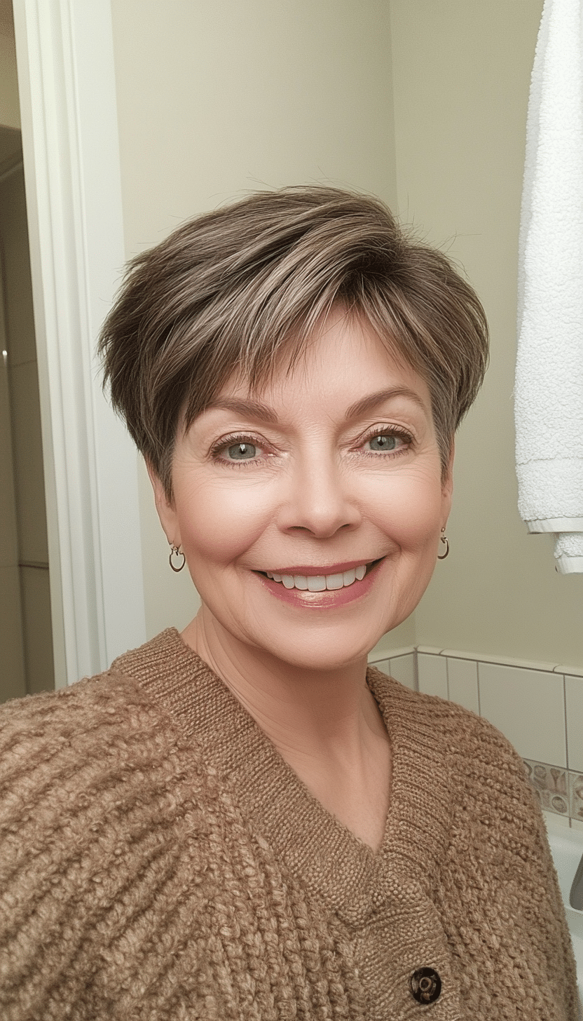 25. Ash Brown Tapered Pixie (Short Haircuts For Women Over 60 With Fine Hair) - Short Haircuts For Women Over 60 With Fine Hair