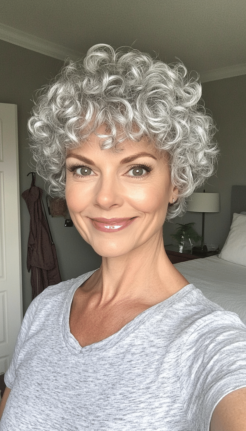 1. Silver Curly Pixie (Short Hairstyles For Older Women With Curly Hair) - Short Hairstyles For Older Women With Curly Hair