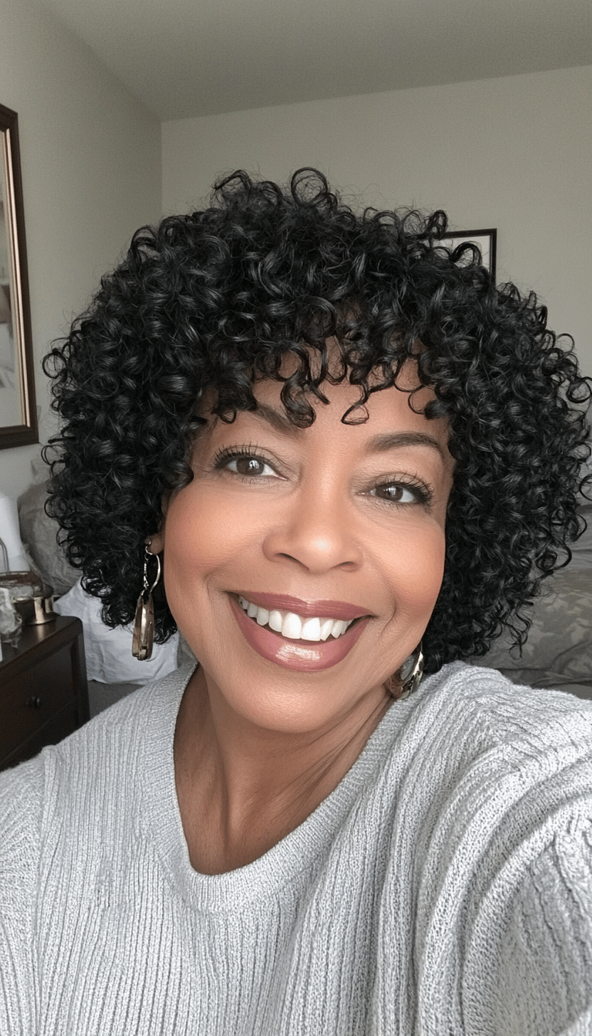 6. Natural Black Curly Crop (Short Hairstyles For Older Women With Curly Hair) - Short Hairstyles For Older Women With Curly Hair