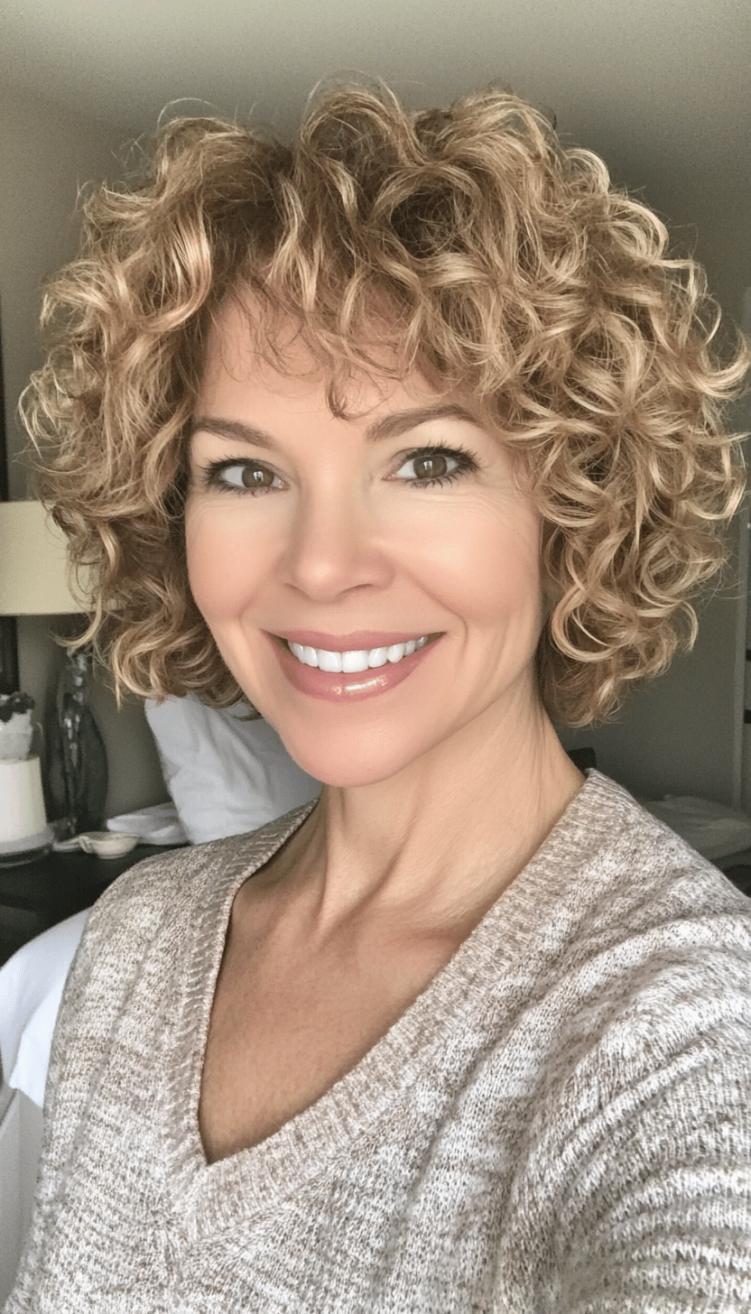 7. Honey Blonde Short Layers (Short Hairstyles For Older Women With Curly Hair) - Short Hairstyles For Older Women With Curly Hair