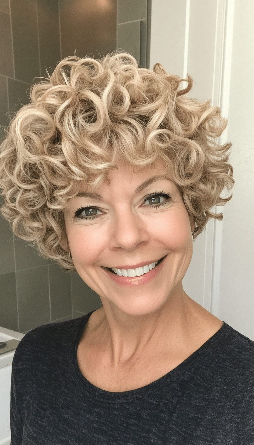 13. Sandy Blonde Tapered Cut (Short Hairstyles For Older Women With Curly Hair) - Short Hairstyles For Older Women With Curly Hair