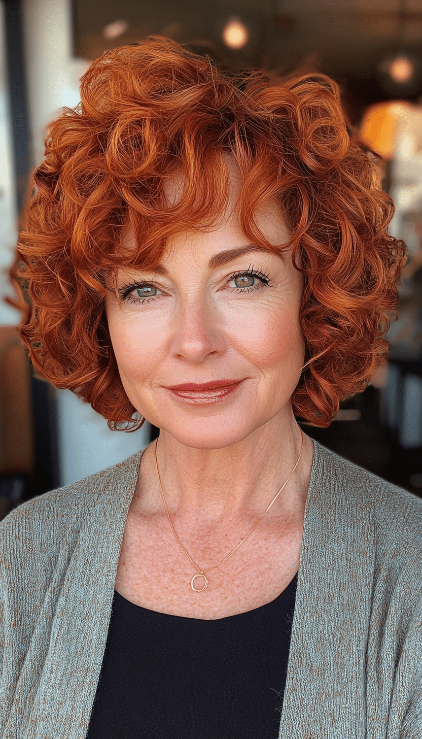 14. Copper Curly Layers (Short Hairstyles For Older Women With Curly Hair) - Short Hairstyles For Older Women With Curly Hair