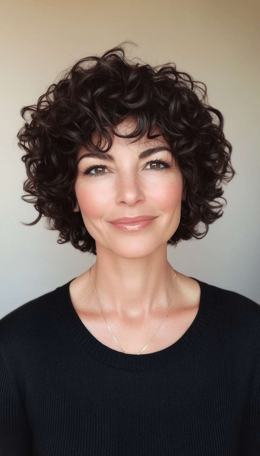 17. Dark Brown Curly Crop (Short Hairstyles For Older Women With Curly Hair) - Short Hairstyles For Older Women With Curly Hair
