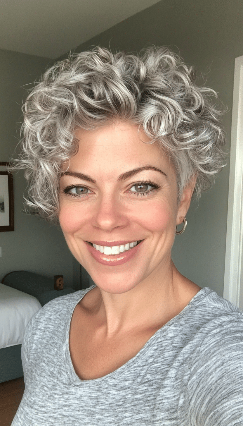19. Platinum Curly Undercut (Short Hairstyles For Older Women With Curly Hair) - Short Hairstyles For Older Women With Curly Hair