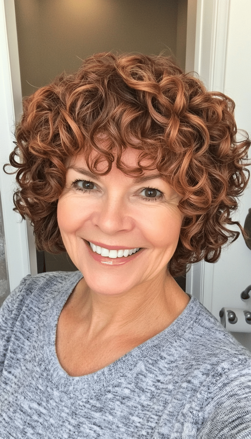 20. Chestnut Brown Curly Layers (Short Hairstyles For Older Women With Curly Hair) - Short Hairstyles For Older Women With Curly Hair
