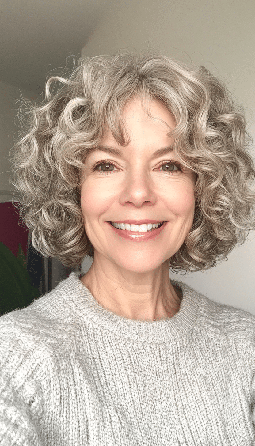 26. Light Ash Curly Bob (Short Hairstyles For Older Women With Curly Hair) - Short Hairstyles For Older Women With Curly Hair