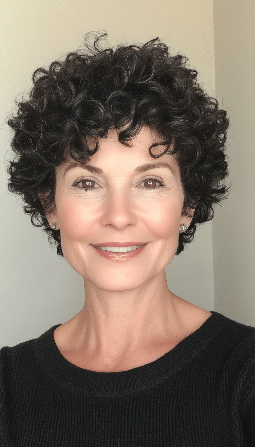 27. Soft Black Layered Pixie (Short Hairstyles For Older Women With Curly Hair) - Short Hairstyles For Older Women With Curly Hair