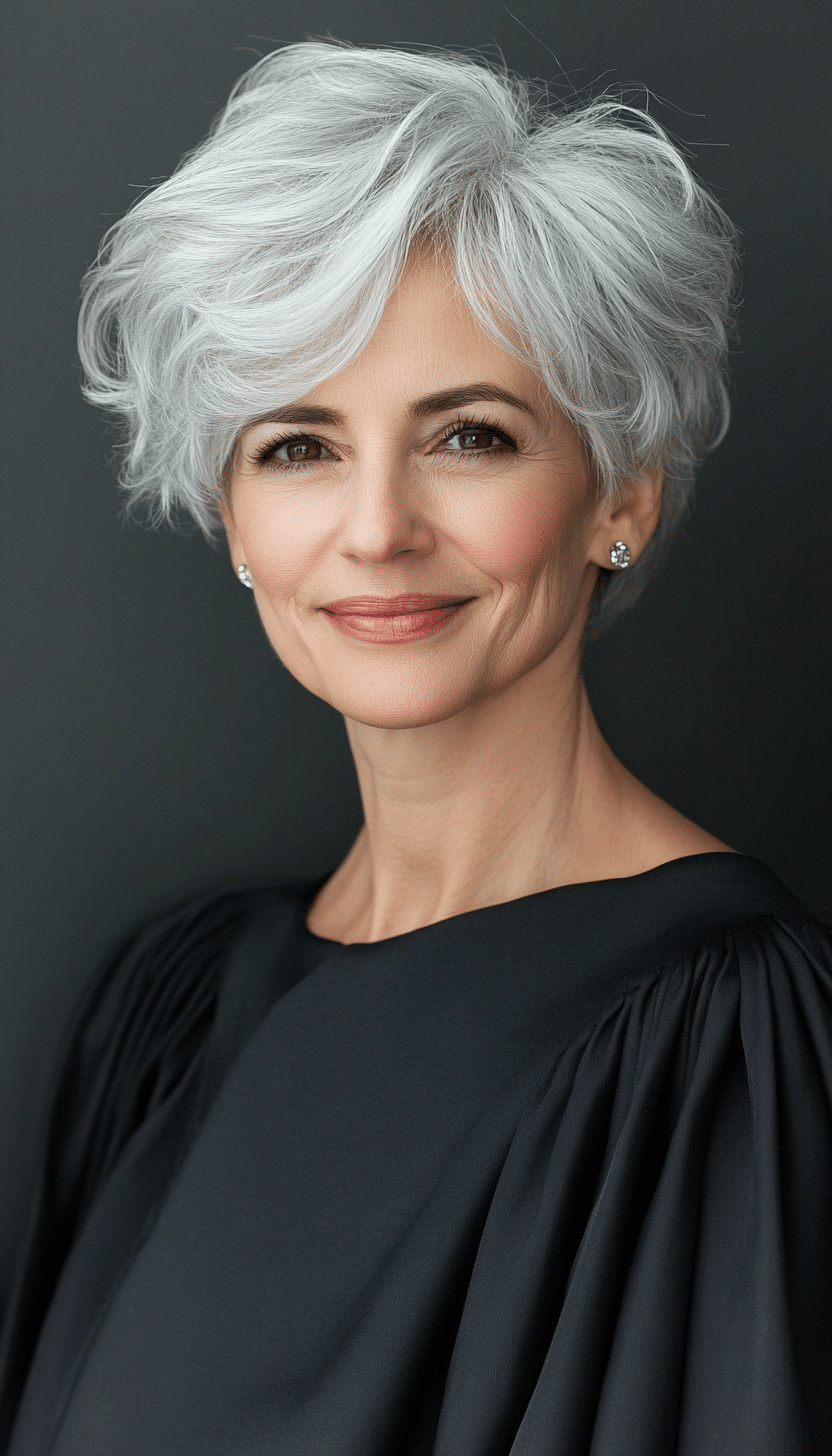 1. Silver Textured Pixie (Short Hairstyles For Women Over 50 With Fine Hair) - Short Hairstyles For Women Over 50 With Fine Hair