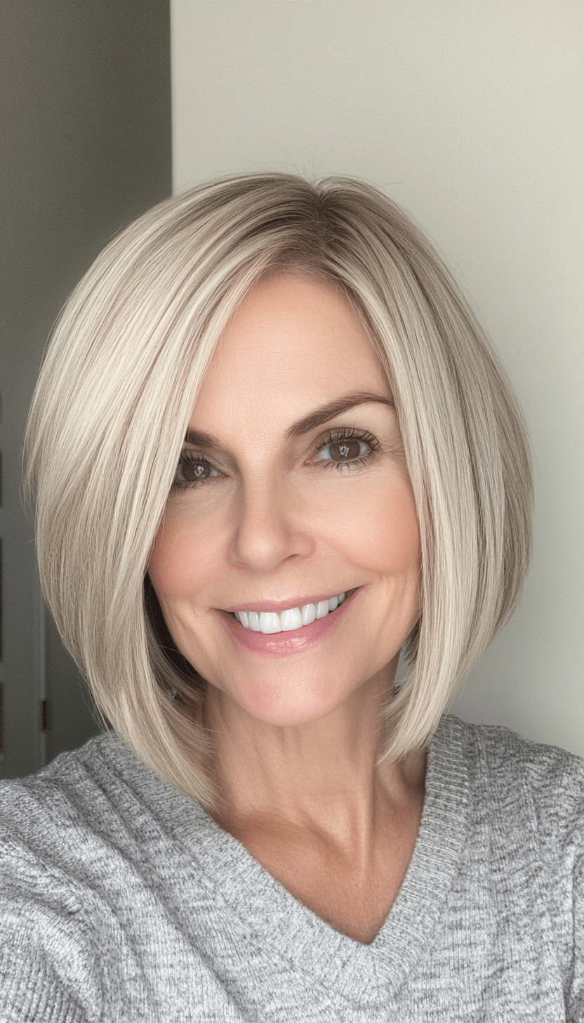 2. Ash Blonde Layered Bob (Short Hairstyles For Women Over 50 With Fine Hair) - Short Hairstyles For Women Over 50 With Fine Hair