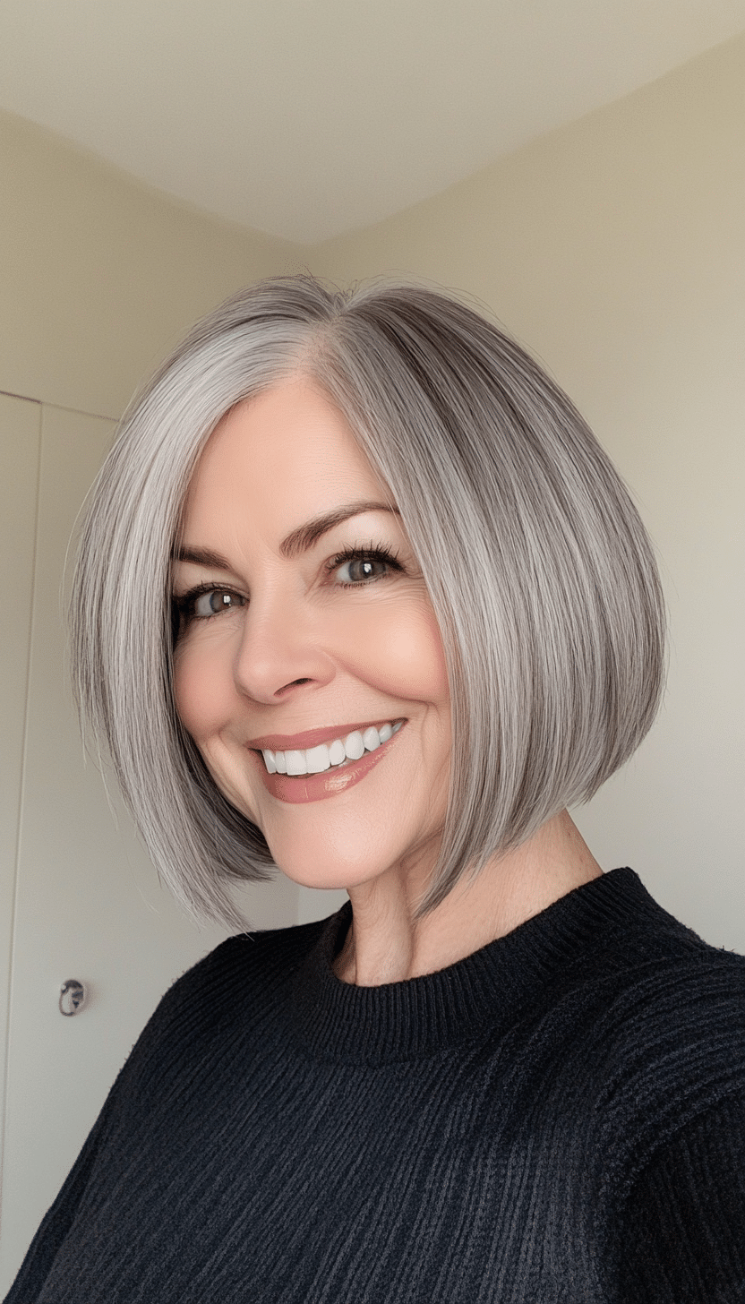 9. Gray Rounded Bob (Short Hairstyles For Women Over 50 With Fine Hair) - Short Hairstyles For Women Over 50 With Fine Hair