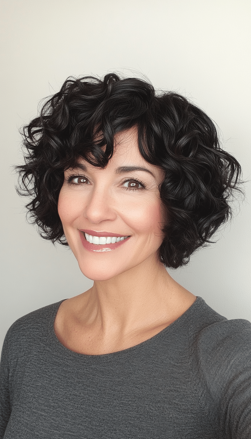 12. Natural Black Curly Bob (Short Hairstyles For Women Over 50 With Fine Hair) - Short Hairstyles For Women Over 50 With Fine Hair