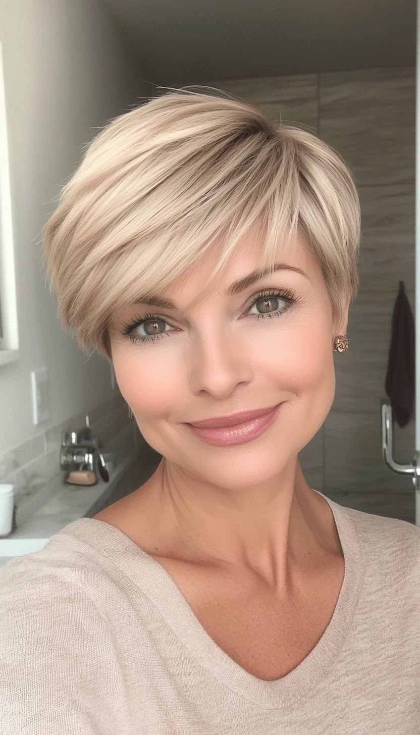 13. Sandy Blonde Tapered Cut (Short Hairstyles For Women Over 50 With Fine Hair) - Short Hairstyles For Women Over 50 With Fine Hair