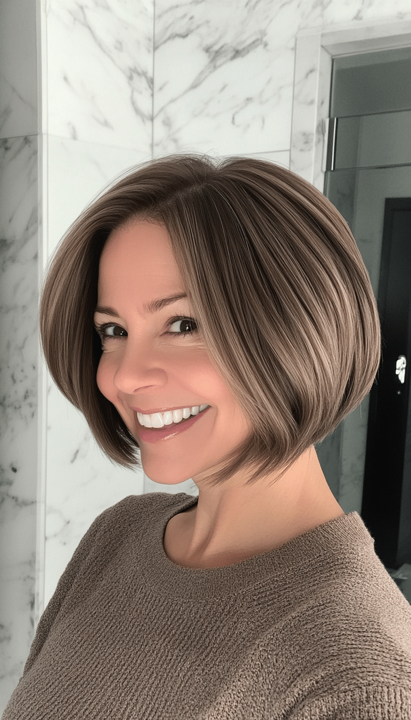 27. Ash Brown Cropped Bob (Short Hairstyles For Women Over 50 With Fine Hair) - Short Hairstyles For Women Over 50 With Fine Hair