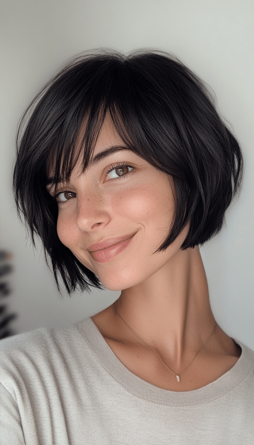 16. Natural Black Soft Layers (Short Layered Haircuts With Side Bangs) - Short Layered Haircuts With Side Bangs
