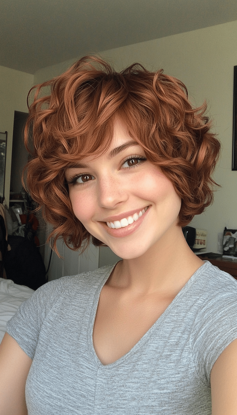 23. Auburn Curled Layers (Short Layered Haircuts With Side Bangs) - Short Layered Haircuts With Side Bangs