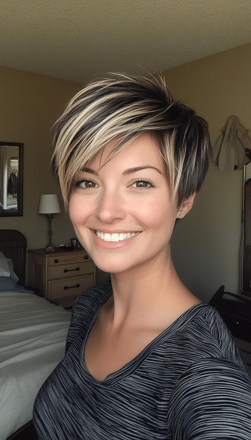 25. Dark Blonde Pixie Layers (Short Layered Haircuts With Side Bangs) - Short Layered Haircuts With Side Bangs