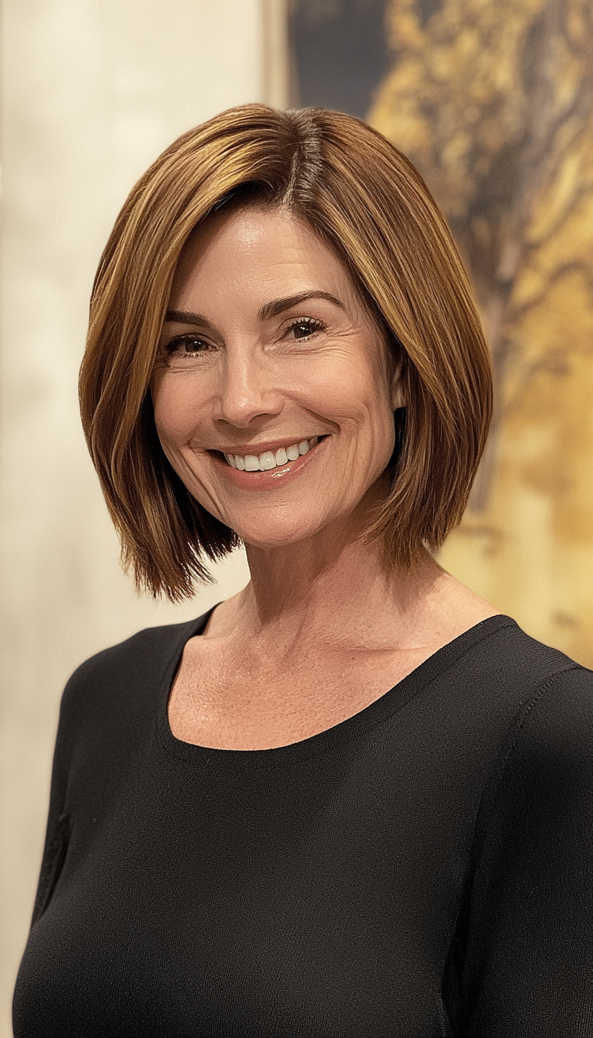 9. Golden Brown Classic Bob (Best Haircuts For Women Over 40) - Best Haircuts For Women Over 40