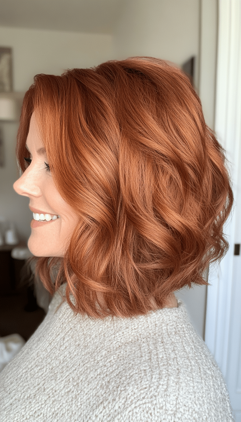 12. Rich Copper Textured Bob (Best Haircuts For Women Over 40) - Best Haircuts For Women Over 40