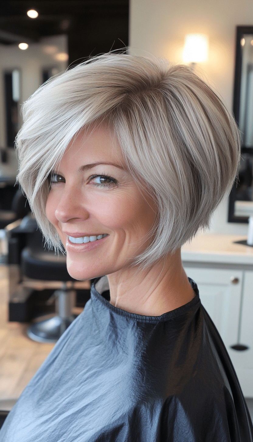 16. Soft Gray Layered Pixie Bob (Best Haircuts For Women Over 40) - Best Haircuts For Women Over 40