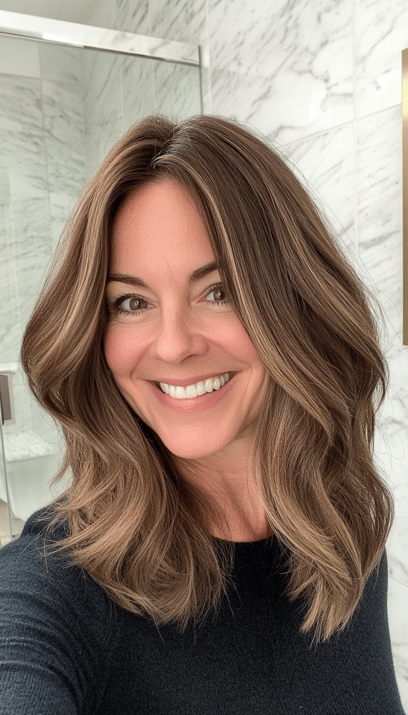 23. Mocha Brown Face-Framing Layers (Best Haircuts For Women Over 40) - Best Haircuts For Women Over 40