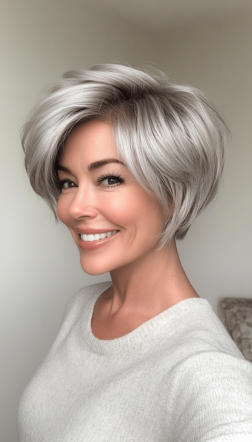 1. Silver Feathered Pixie (Easy Hairstyles For Older Women) - Easy Hairstyles For Older Women