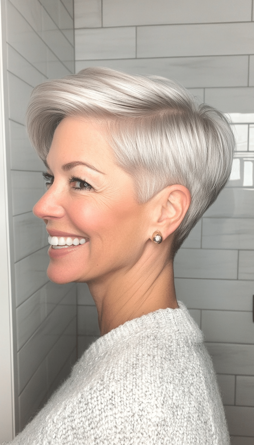 6. Platinum Short Crop (Easy Hairstyles For Older Women) - Easy Hairstyles For Older Women
