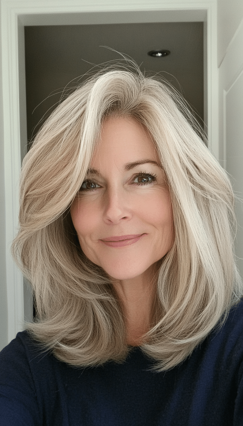 13. Sandy Blonde Wispy Layers (Easy Hairstyles For Older Women) - Easy Hairstyles For Older Women