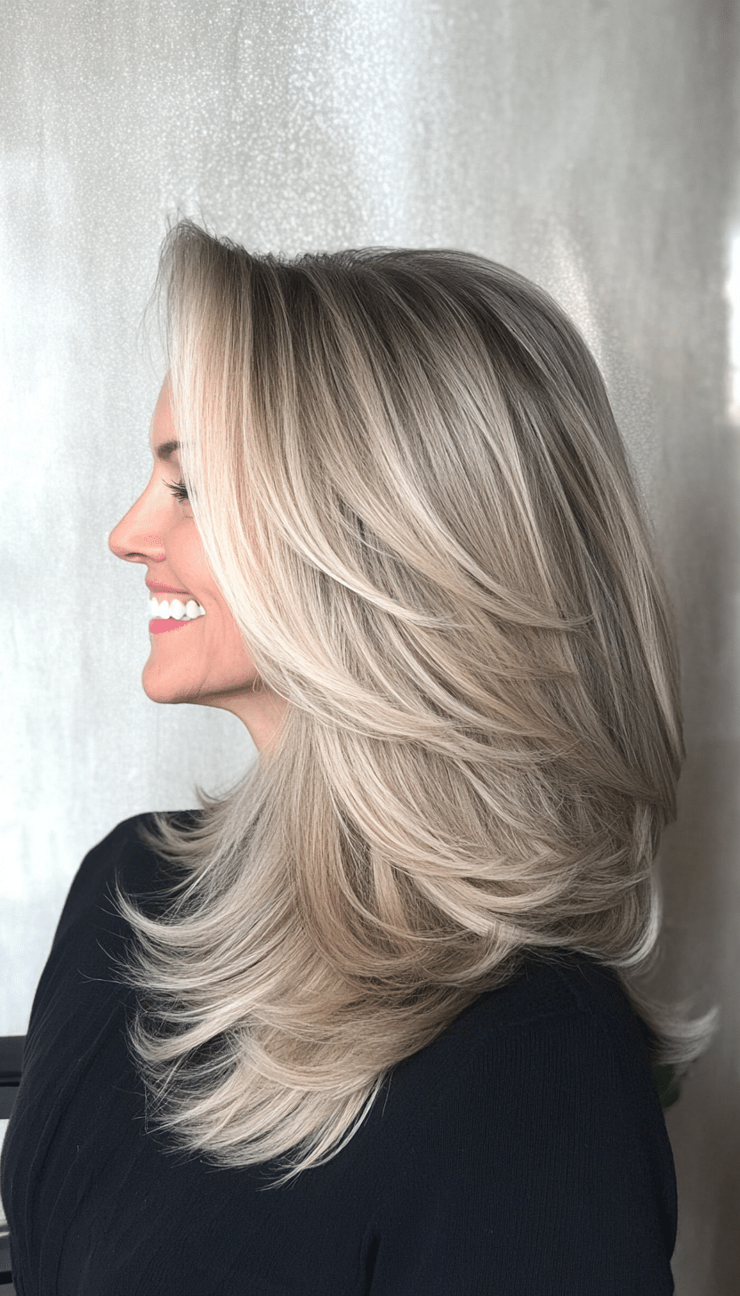 20. Medium Ash Layers (Easy Hairstyles For Older Women) - Easy Hairstyles For Older Women