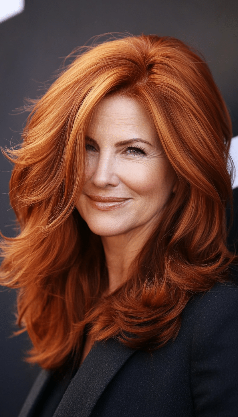 5. Feathered Auburn Mane (Modern Hairstyles For Women Over 50) - Modern Hairstyles For Women Over 50