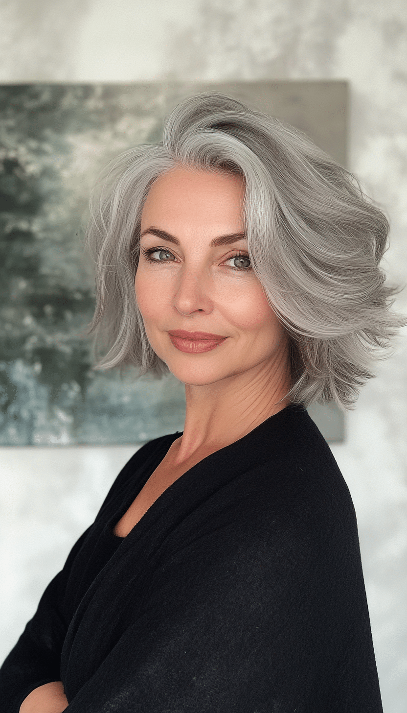 7. Soft Gray Layers (Modern Hairstyles For Women Over 50) - Modern Hairstyles For Women Over 50