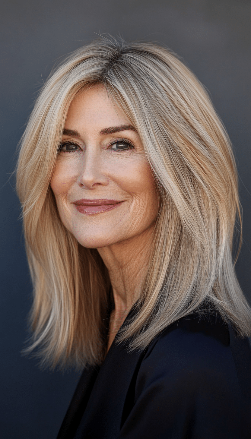 15. Golden Mid-length Elegance (Modern Hairstyles For Women Over 50) - Modern Hairstyles For Women Over 50