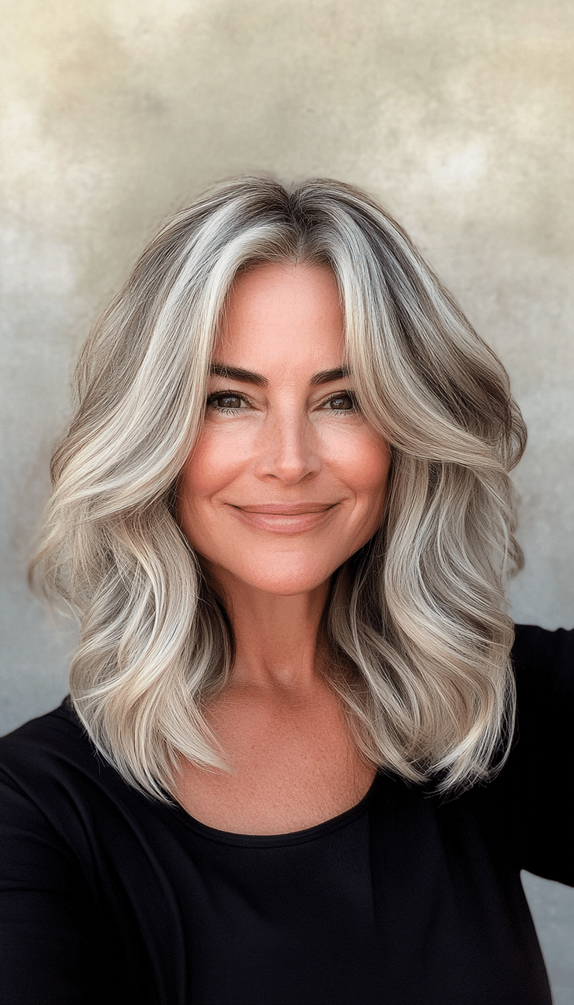 19. Sunlit Ash Waves (Modern Hairstyles For Women Over 50) - Modern Hairstyles For Women Over 50