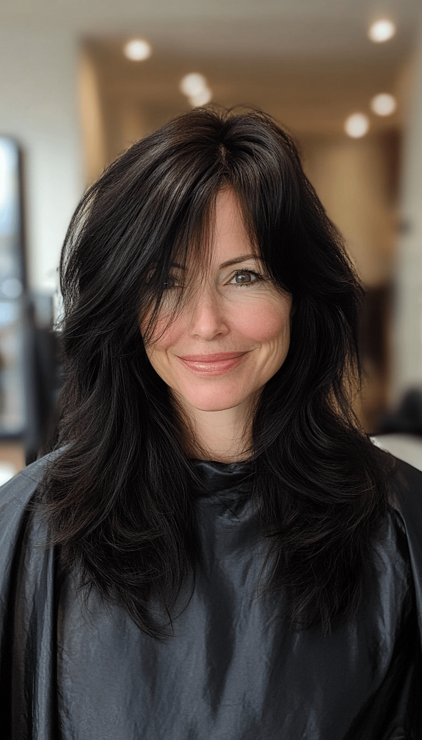 7. Midnight Raven Flow (Shag Haircuts For Women Over 60) - Shag Haircuts For Women Over 60
