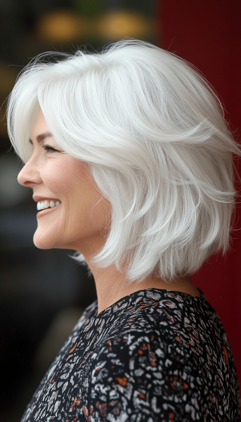 9. Snowy Peak Elegance (Shag Haircuts For Women Over 60) - Shag Haircuts For Women Over 60
