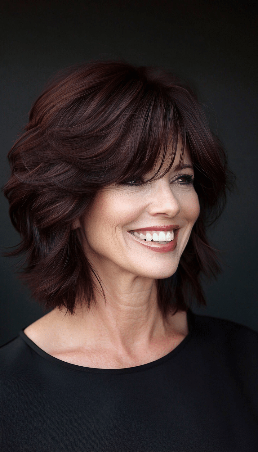 10. Rich Mahogany Breeze (Shag Haircuts For Women Over 60) - Shag Haircuts For Women Over 60