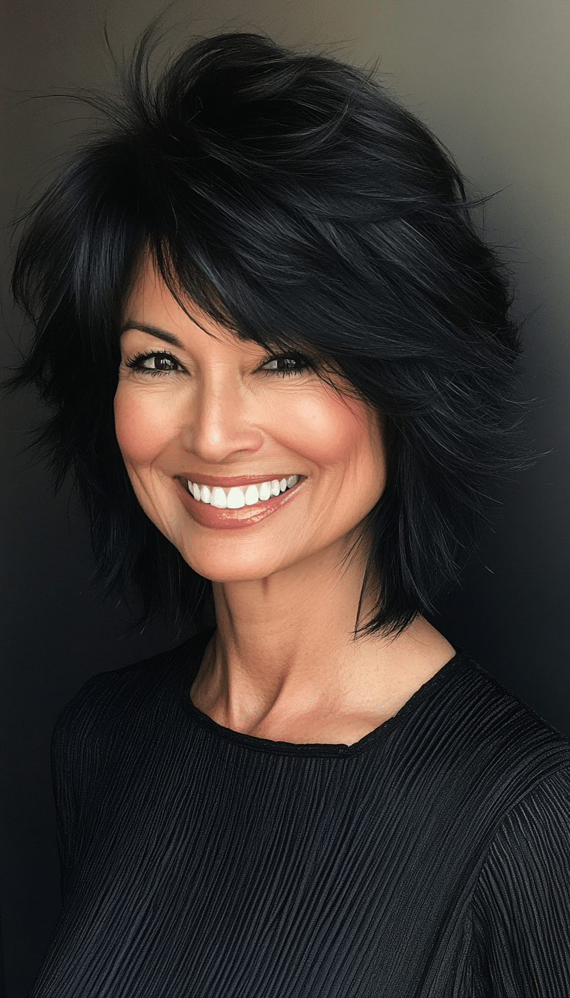 16. Ebony Silk Shear (Shag Haircuts For Women Over 60) - Shag Haircuts For Women Over 60