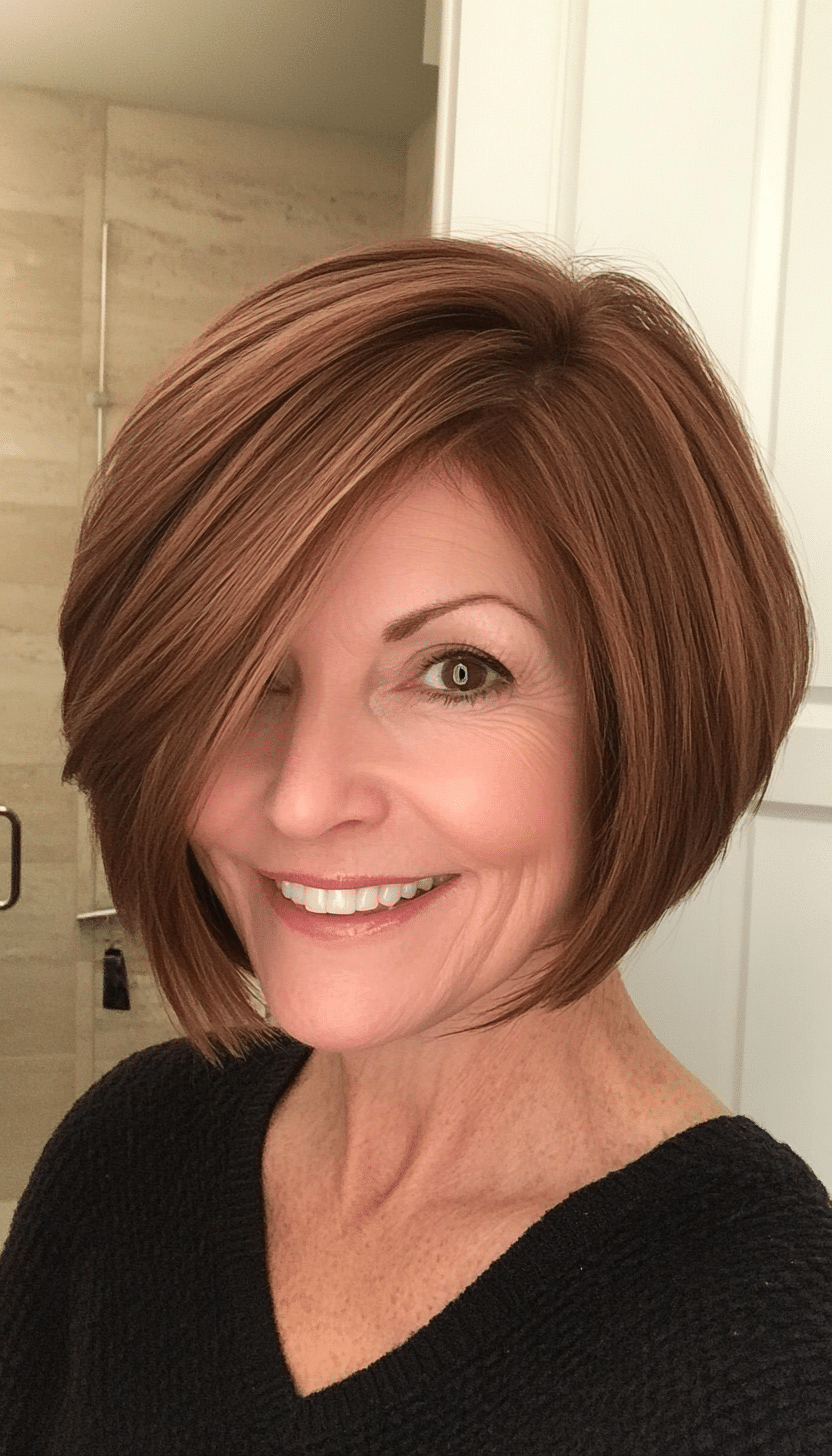 3. Chestnut Tapered Bob (Short Haircuts For Older Women With Fine Hair) - Short Haircuts For Older Women With Fine Hair