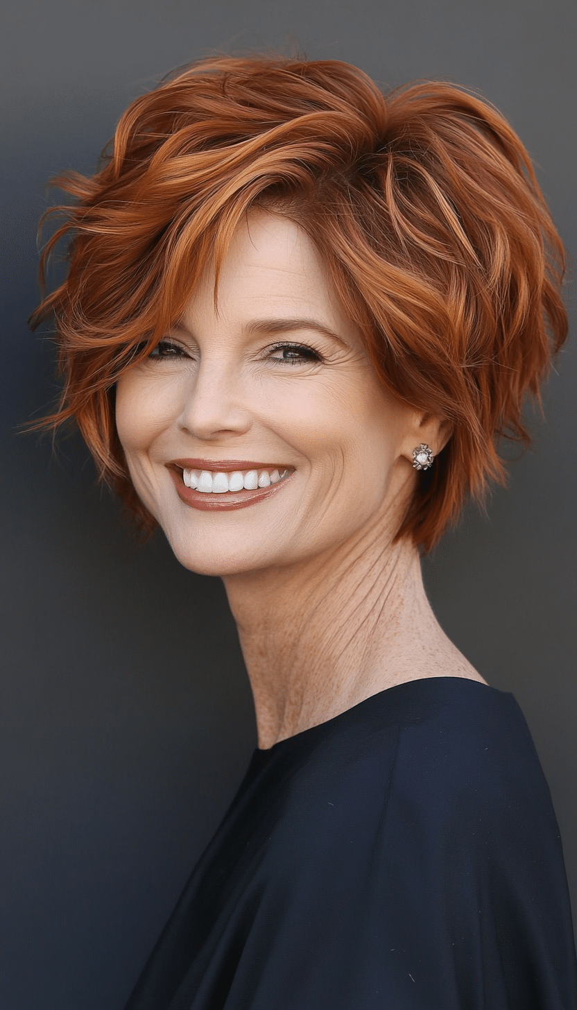 6. Soft Auburn Tousled Crop (Short Haircuts For Older Women With Fine Hair) - Short Haircuts For Older Women With Fine Hair