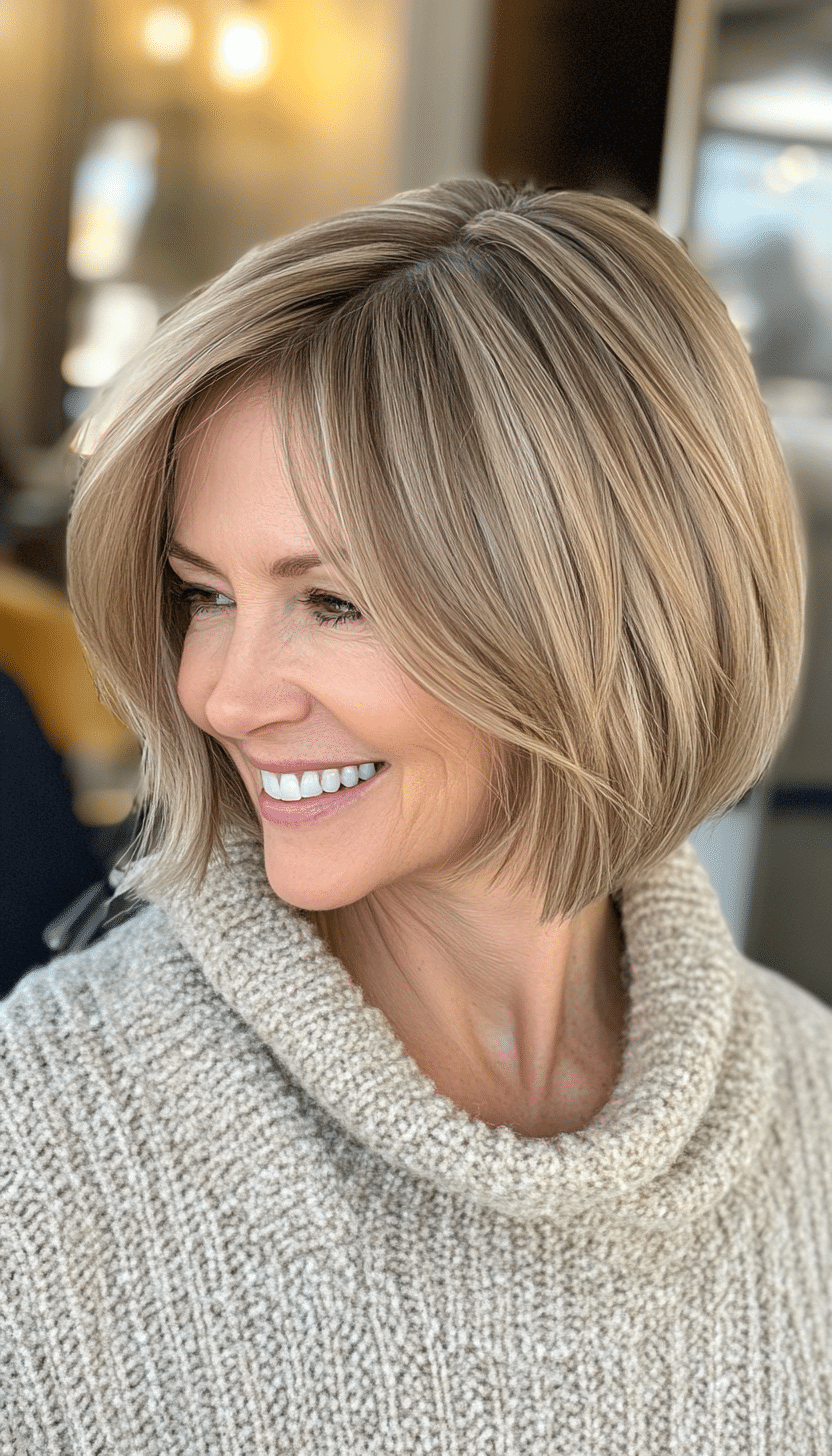8. Warm Honey Textured Bob (Short Haircuts For Older Women With Fine Hair) - Short Haircuts For Older Women With Fine Hair