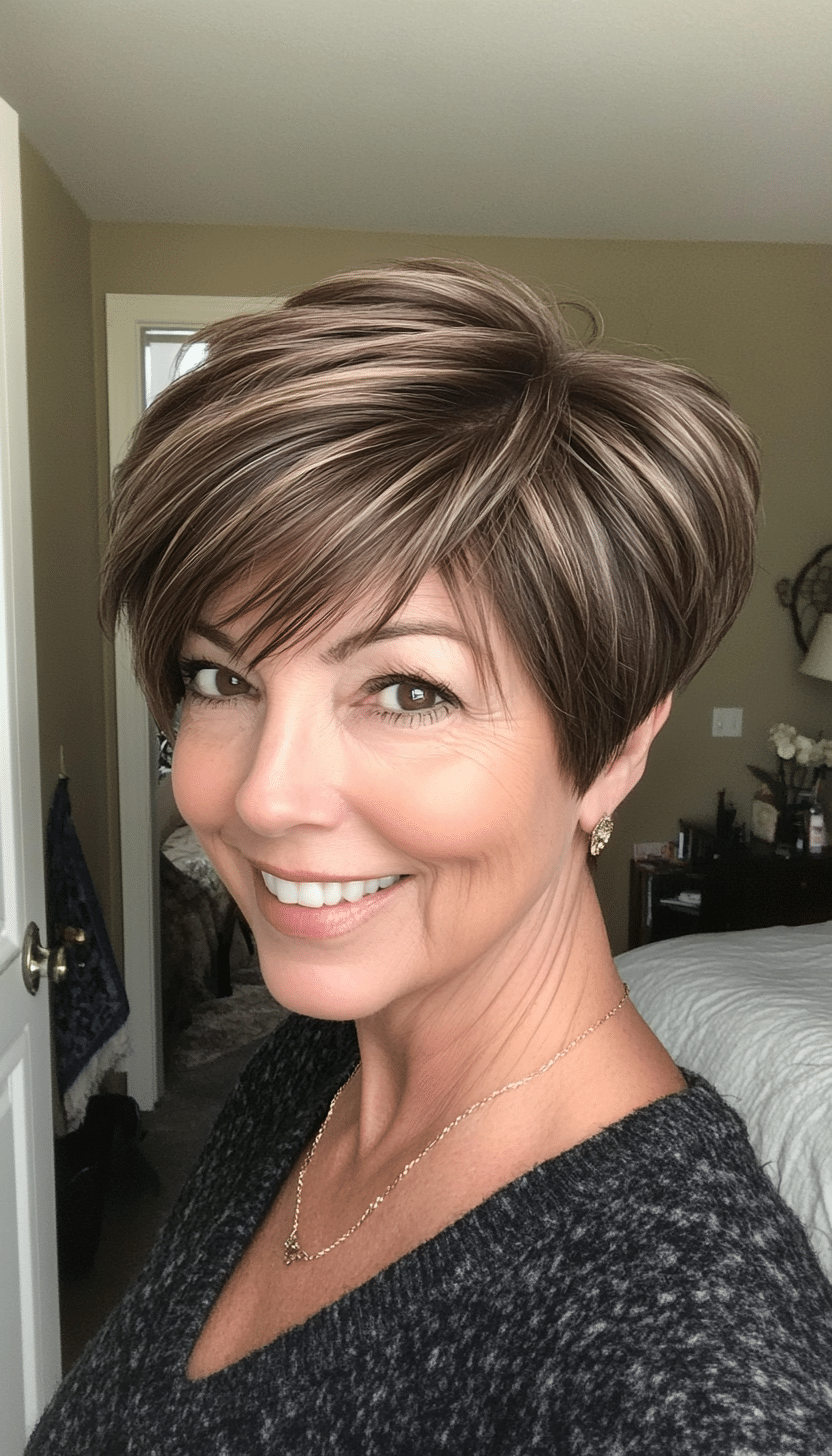 9. Espresso Short Stacked Cut (Short Haircuts For Older Women With Fine Hair) - Short Haircuts For Older Women With Fine Hair