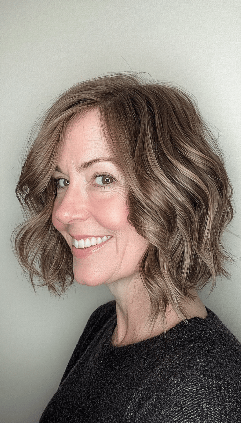 11. Mocha Wavy Crop (Short Haircuts For Older Women With Fine Hair) - Short Haircuts For Older Women With Fine Hair
