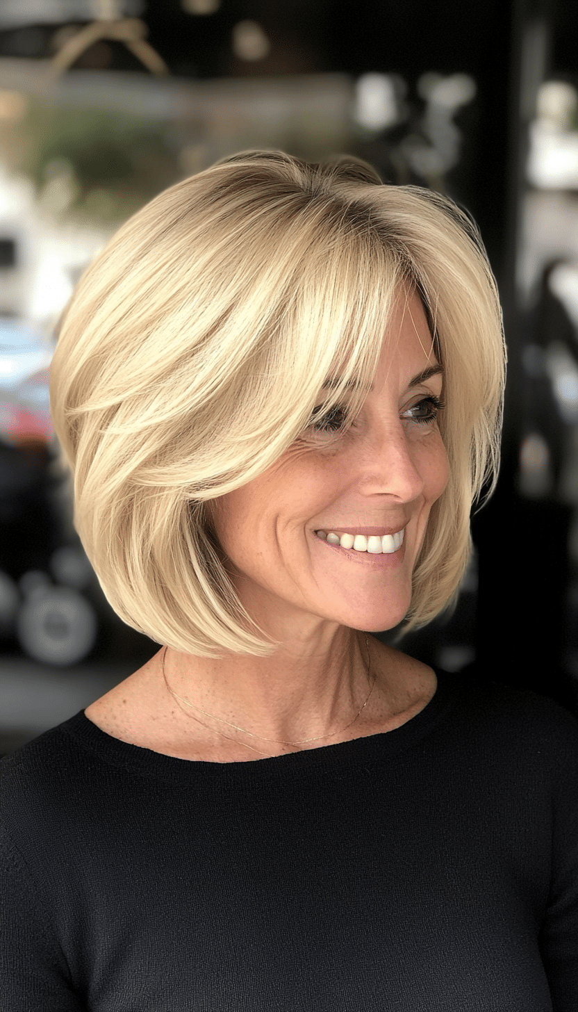 12. Champagne Blonde Rounded Bob (Short Haircuts For Older Women With Fine Hair) - Short Haircuts For Older Women With Fine Hair