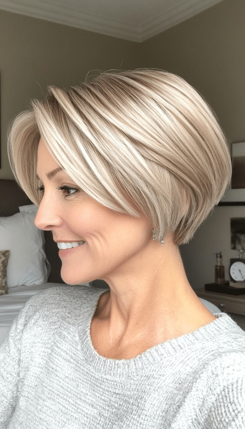 15. Neutral Blonde Graduated Cut (Short Haircuts For Older Women With Fine Hair) - Short Haircuts For Older Women With Fine Hair