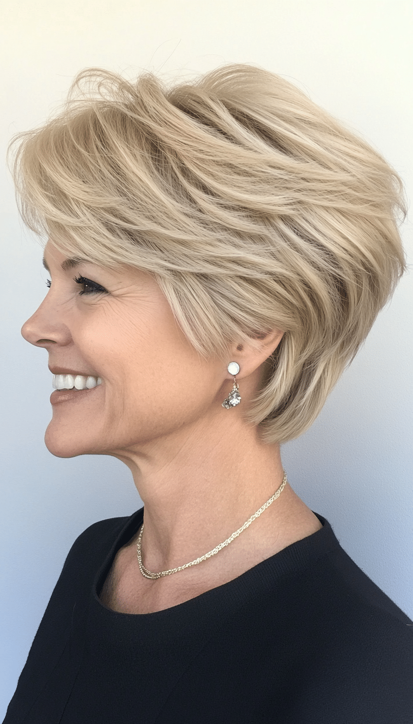 17. Beige Blonde Cropped Shag (Short Haircuts For Older Women With Fine Hair) - Short Haircuts For Older Women With Fine Hair