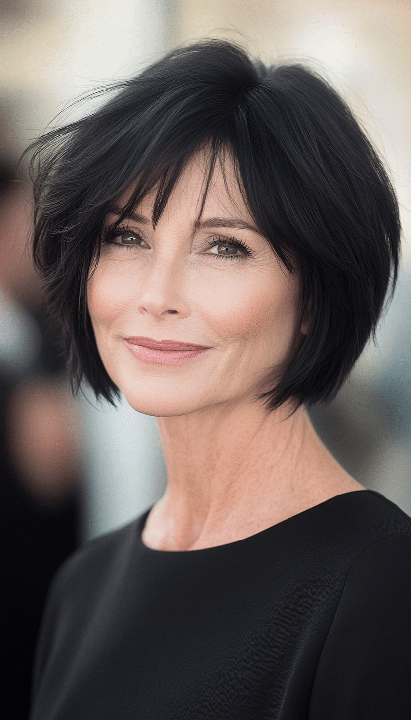 18. Soft Black Wispy Bob (Short Haircuts For Older Women With Fine Hair) - Short Haircuts For Older Women With Fine Hair