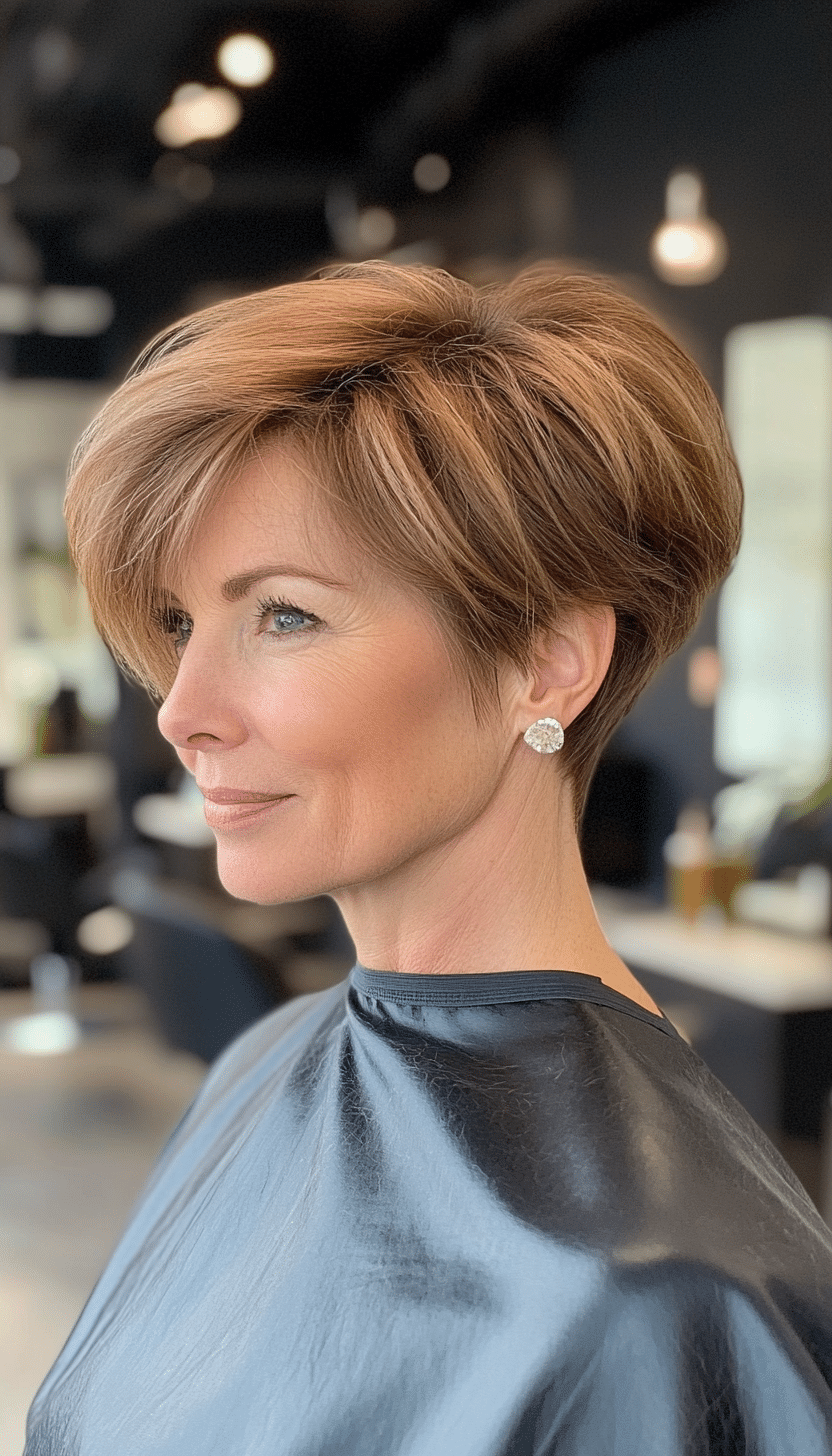 27. Light Chestnut Asymmetrical Pixie (Short Haircuts For Older Women With Fine Hair) - Short Haircuts For Older Women With Fine Hair