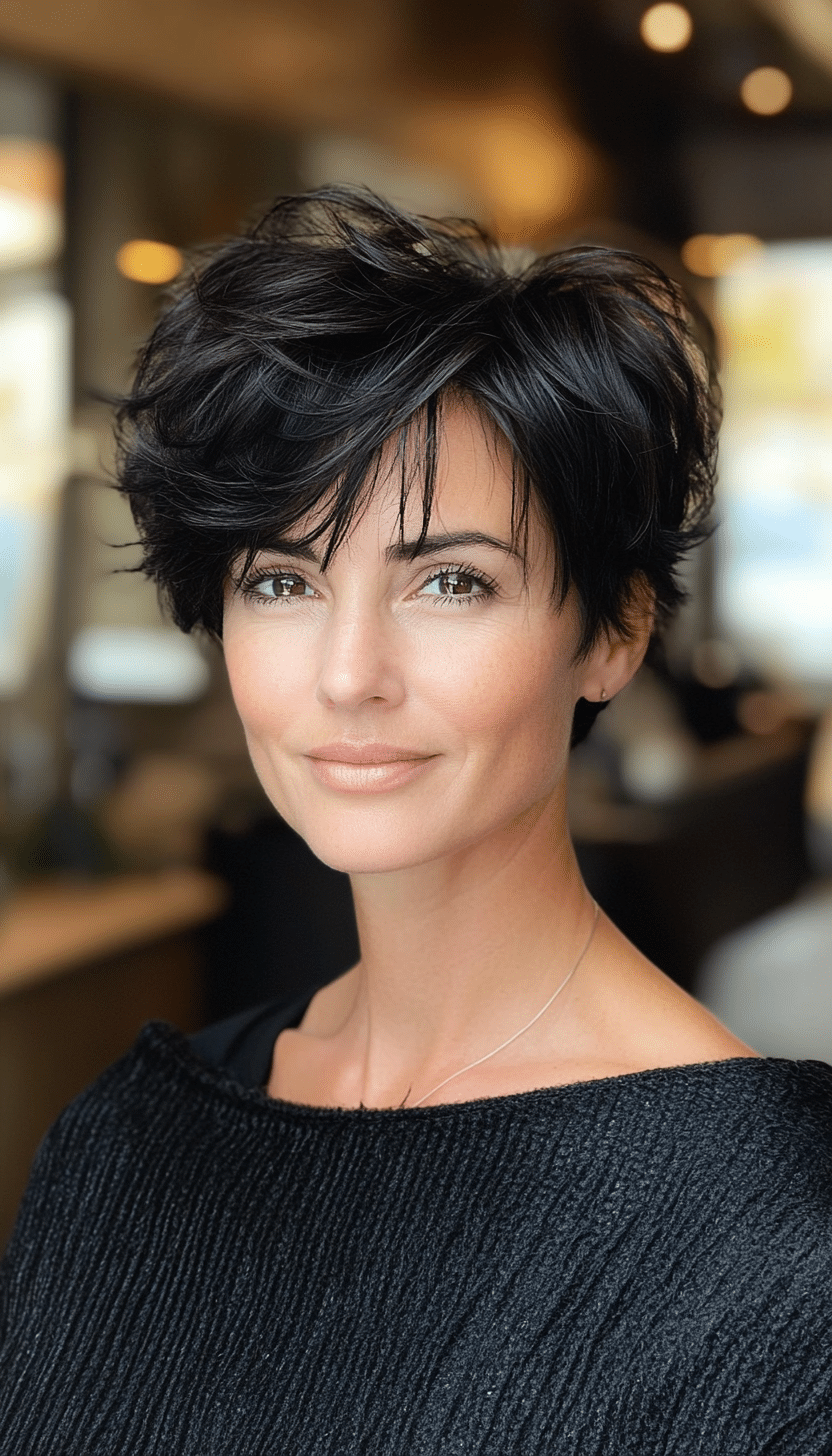 1. Classic Pixie in Soft Black (Short Hairstyles For Women Over 50 With Thin Hair) - Short Hairstyles For Women Over 50 With Thin Hair