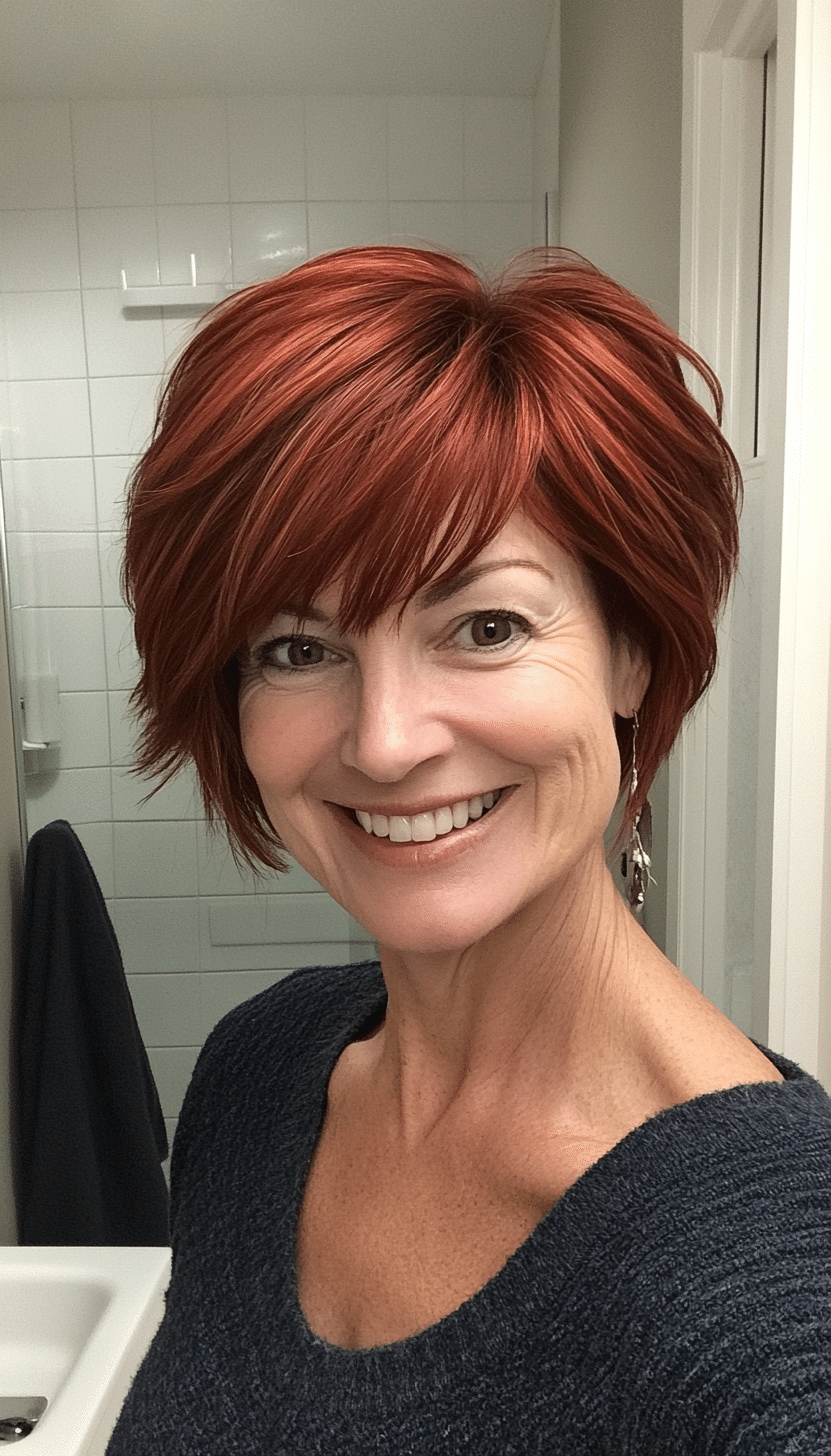 10. Chic Shag in Natural Red (Short Hairstyles For Women Over 50 With Thin Hair) - Short Hairstyles For Women Over 50 With Thin Hair